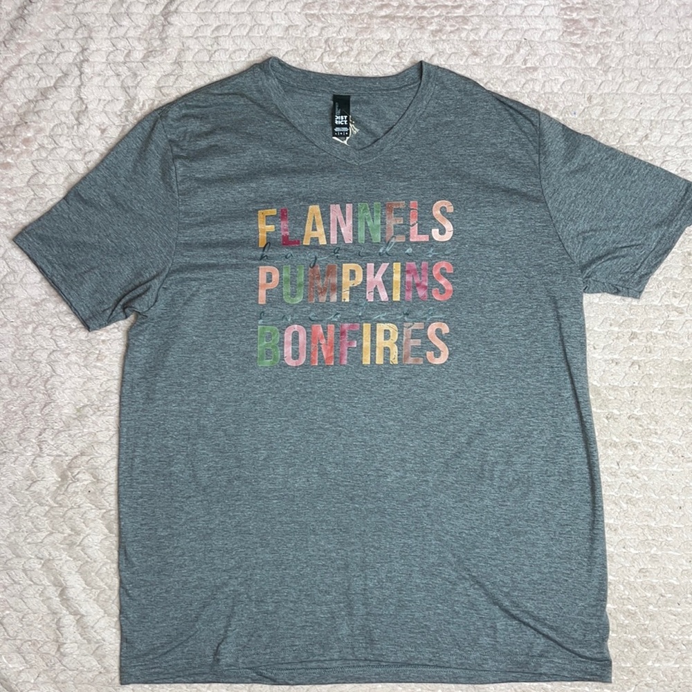 Various Sizes-Gray V-neck Fall tee-NWT